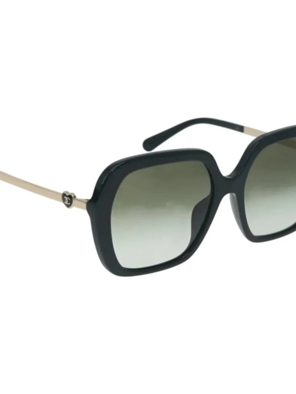 CHANEL Sunglasses plastic Green CC Auth BA12623M